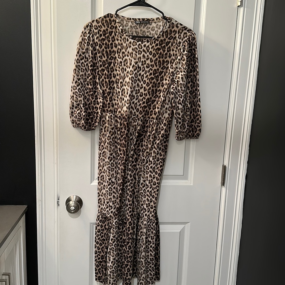 Zara cheetah print midi dress… perfect for fall!